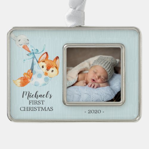 Special Delivery Fox First Christmas Photo Christmas Ornament