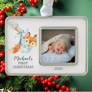Special Delivery Fox First Christmas Photo Ornament