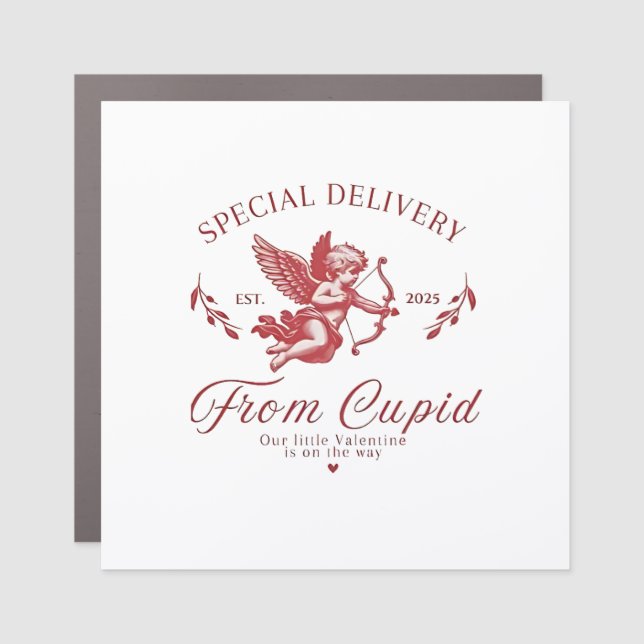 Special Delivery from Cupid Valentine Pregnant Mom Car Magnet (Front)