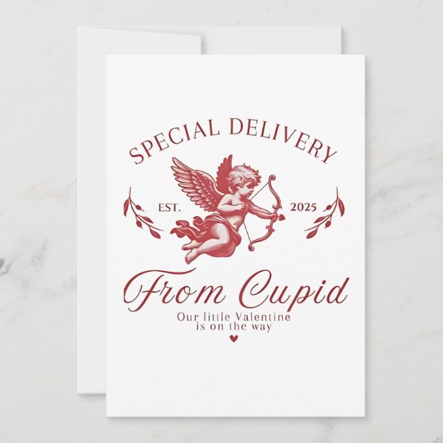 Special Delivery from Cupid Valentine Pregnant Mom Holiday Card (Front)