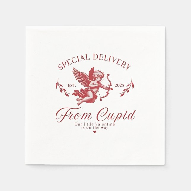 Special Delivery from Cupid Valentine Pregnant Mom Napkins (Front)