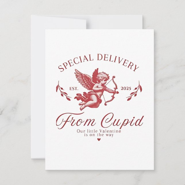 Special Delivery from Cupid Valentine Pregnant Mom Note Card (Front)
