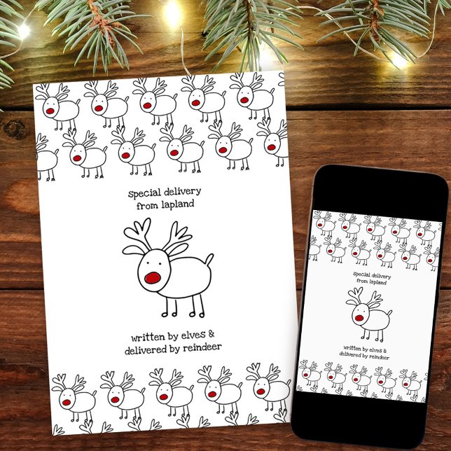 Special Delivery from Lapland Personalized Kids Holiday Card (Christmas Card from Santa. Buy professionally printed or as a printable digital download.)