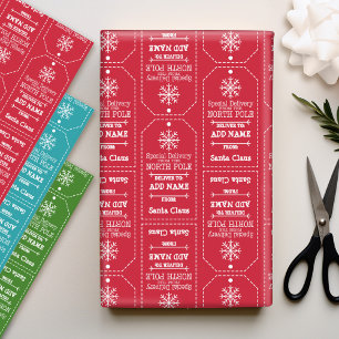 Special Delivery From North Pole - Add Child Name Wrapping Paper Sheets