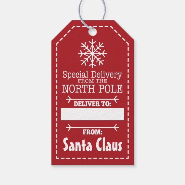 Special Delivery From North Pole And Santa Claus Gift Tags