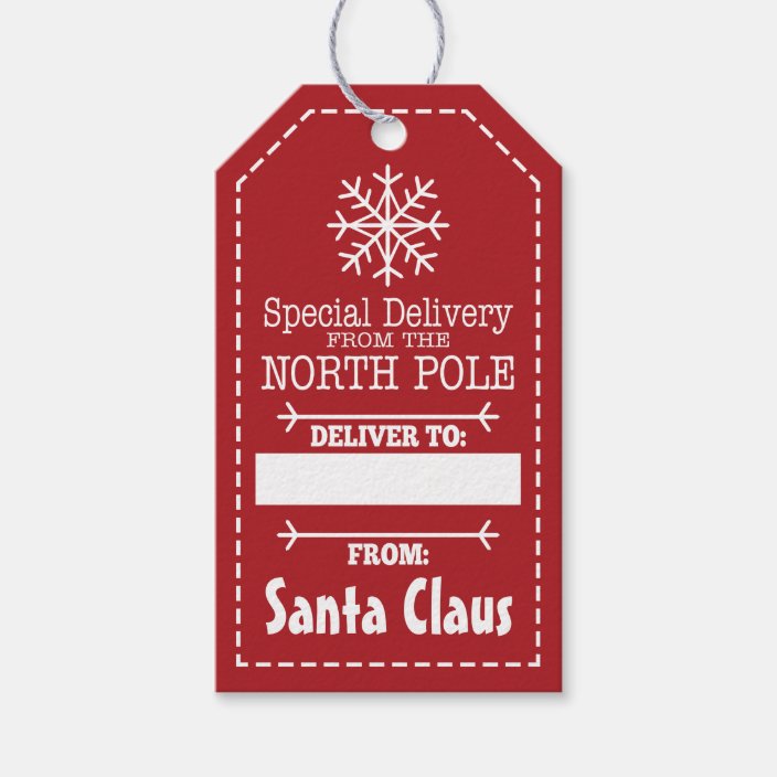 Special Delivery From North Pole And Santa Claus Gift Tags Zazzle Com