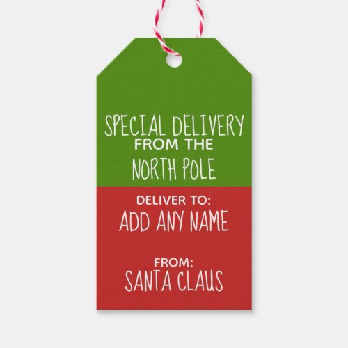 Special Delivery From North pole and Santa Claus Gift Tags