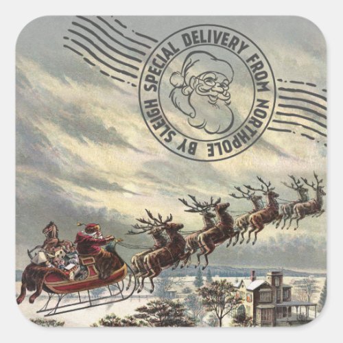 Special delivery from North Pole by Sleigh Square Sticker