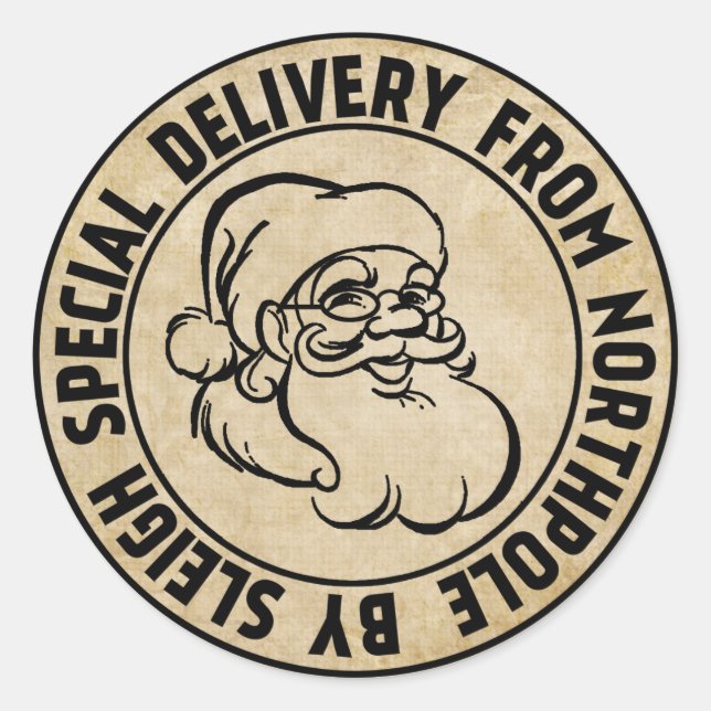 Special Delivery from Northpole Stamp Classic Round Sticker (Front)