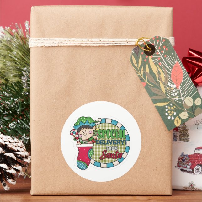 Special Delivery from Santa  Classic Round Sticker (Holiday)