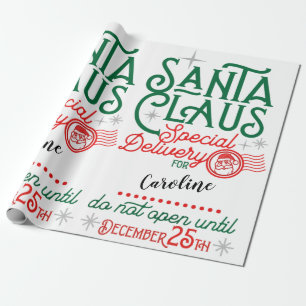 Special Delivery from Santa Claus Red & Green Wrapping Paper