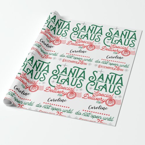Special Delivery from Santa Claus Red  Green Wrapping Paper