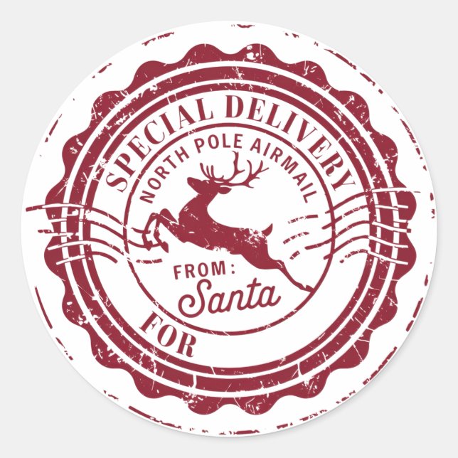 Special Delivery From Santa Custom Classic Round Sticker (Front)