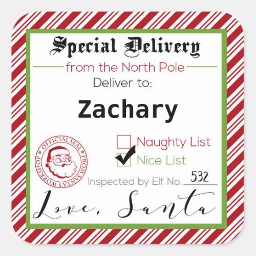 Special Delivery from Santa Gift Tag Stickers