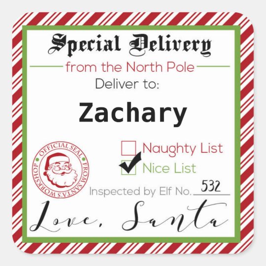 Special Delivery from Santa Gift Tag Stickers | Zazzle.com
