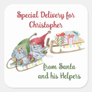 Special Delivery from Santa & Gnome Helpers Square Sticker