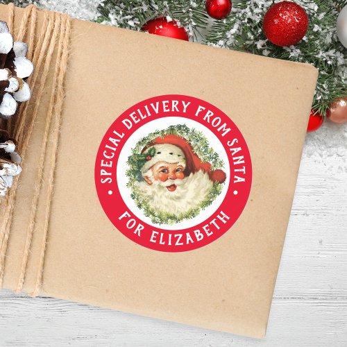 Special Delivery From Santa Kids Christmas  Classi Classic Round Sticker