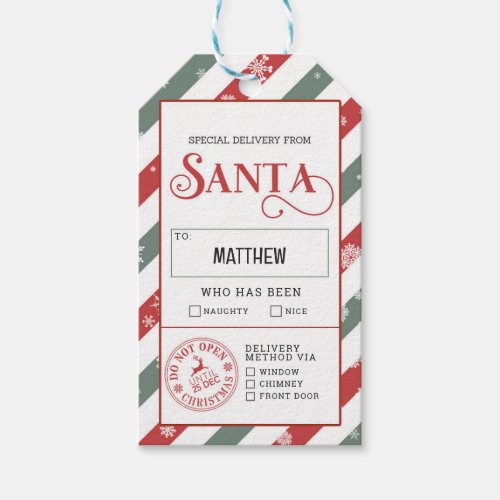 Special Delivery From Santa Naughty or Nice Gift Tags