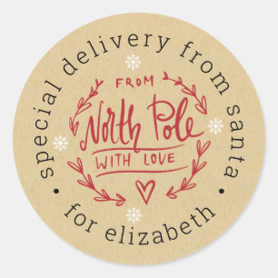 Special Delivery From Santa North Pole Christmas Classic Round Sticker