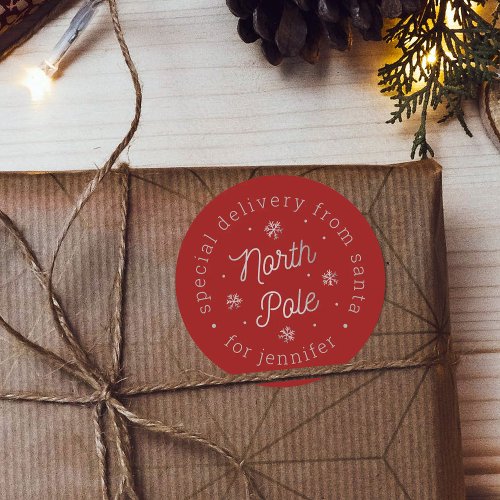 Special Delivery From Santa North Pole Christmas Classic Round Sticker