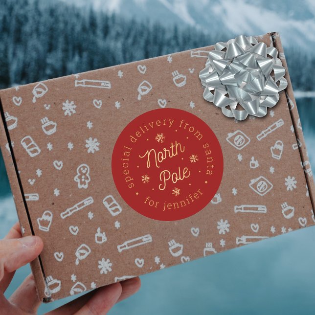 Special Delivery From Santa North Pole Christmas Classic Round Sticker (Creator Uploaded)