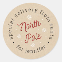 Christmas Mail From Santa North Pole Delivery Rectangular Sticker, Zazzle