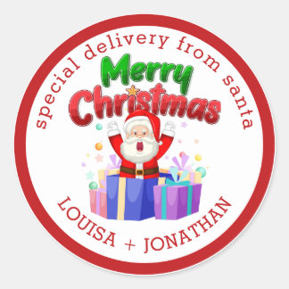 Special Delivery From Santa Red Christmas Classic Round Sticker