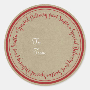 Special Delivery from Santa Rustic Kraft Christmas Classic Round Sticker