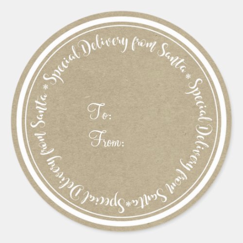 Special Delivery from Santa Rustic Kraft Christmas Classic Round Sticker