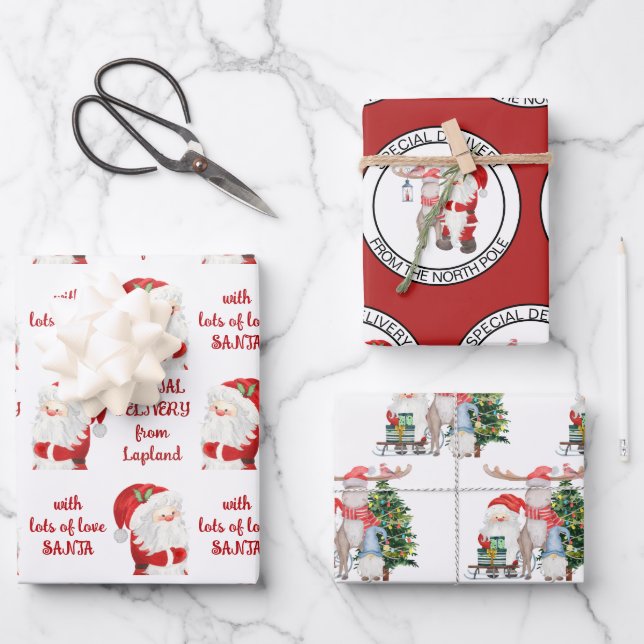 Special Delivery from Santa Set of Christmas Wrapping Paper Sheets (Front)