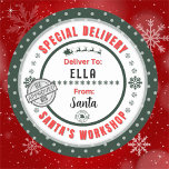 Special Delivery from Santa to Child Gift Tag<br><div class="desc">*** Recommend the 3" stickers for this adorable and cute To and From special delivery from Santa gift sticker label. It's also easier to write on the Matte finish.*** Make your Christmas gifts stand out with these fun colorful & personalized sticker labels. The design features a Special Delivery theme from...</div>
