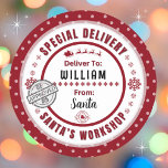 Special Delivery from Santa to Child Present Label<br><div class="desc">*** Recommend the 3" stickers for this adorable and cute To and From special delivery from Santa gift sticker tag. It's also easier to write on the Matte finish.*** Make your Christmas gifts stand out with these fun colorful & personalized sticker labels. The design features a Special Delivery theme from...</div>