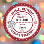 Special Delivery from Santa to Child Present Label<br><div class="desc">*** Recommend the 3" stickers for this adorable and cute To and From special delivery from Santa gift sticker tag. It's also easier to write on the Matte finish.*** Make your Christmas gifts stand out with these fun colorful & personalized sticker labels. The design features a Special Delivery theme from...</div>