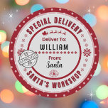 Special Delivery from Santa to Child Present Label<br><div class="desc">*** Recommend the 3" stickers for this adorable and cute To and From special delivery from Santa gift sticker tag. It's also easier to write on the Matte finish.*** Make your Christmas gifts stand out with these fun colorful & personalized sticker labels. The design features a Special Delivery theme from...</div>