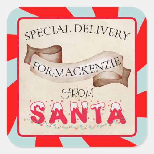 Special Delivery From Santa Vintage Christmas Square Sticker