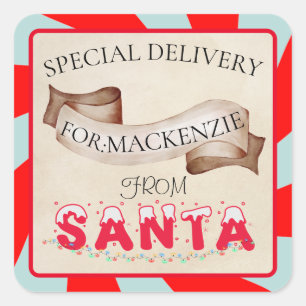 Special Delivery From Santa Vintage Christmas Square Sticker