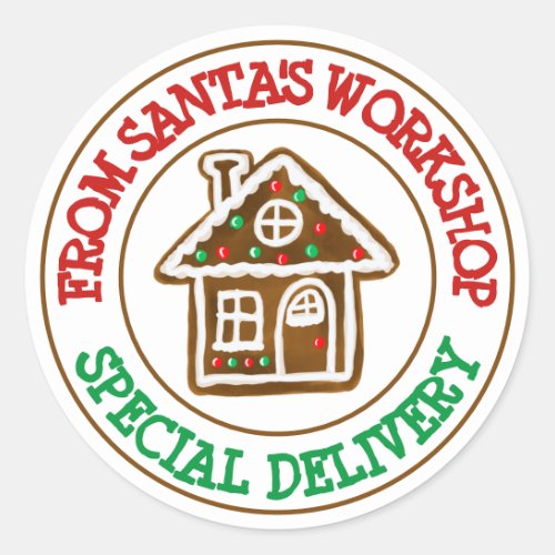 Special delivery from Santas Noth Pole workshop Classic Round Sticker