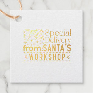 Special Delivery From Santa's Workshop Foil Favor Tags