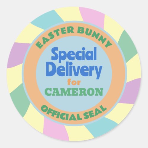 Special Delivery from the Easter Bunny Custom Name Classic Round Sticker