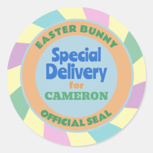 Special Delivery from the Easter Bunny Custom Name Classic Round Sticker