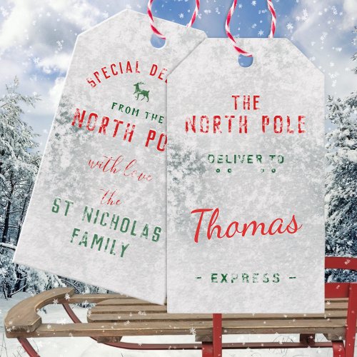 Special Delivery From The North Pole Add Name Gift Tags