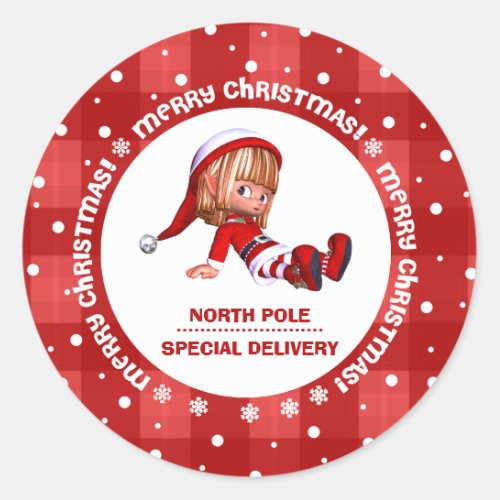 Special Delivery from the North Pole Christmas  Classic Round Sticker