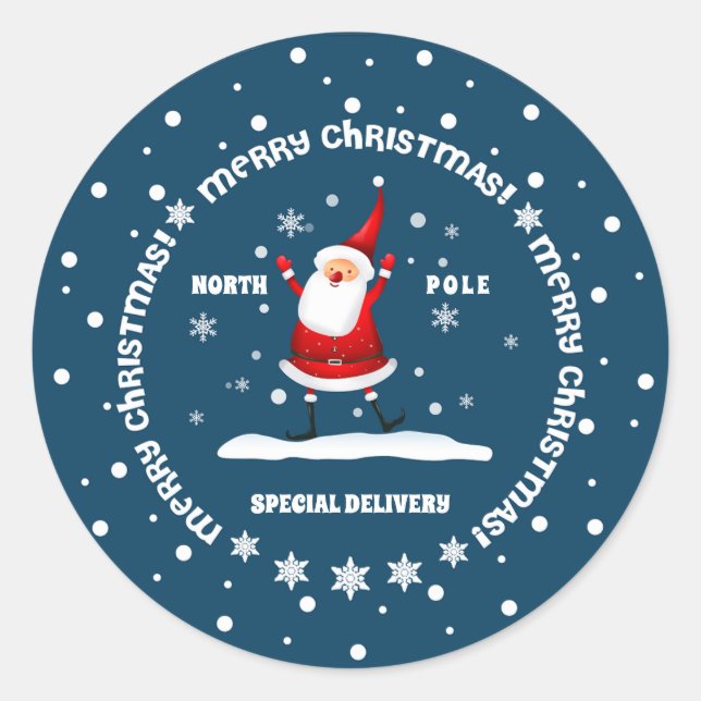 Special Delivery from the North Pole Christmas  Classic Round Sticker (Front)