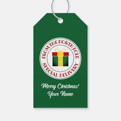 Special delivery from the North Pole Christmas Gift Tags