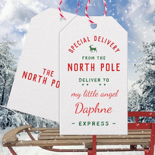 Special Delivery From The North Pole Express Gift Tags (Special Delivery From The North Pole Express Christmas Holiday Gift Wrapping Name Tags)