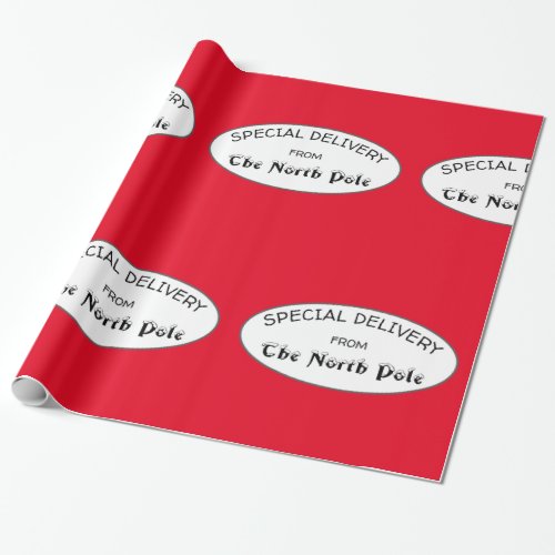 Special Delivery from The North Pole Red Wrapping Paper