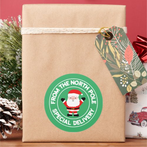 Special delivery from the North Pole Santa Claus Classic Round Sticker