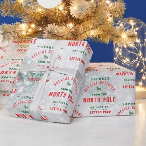 Special Delivery From The North Pole Snowy Icy Wrapping Paper
