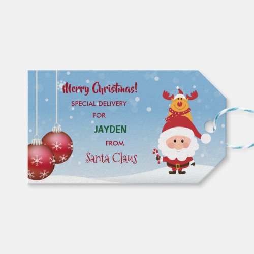 Special Delivery Gift From Santa Claus Rudolph Gift Tags