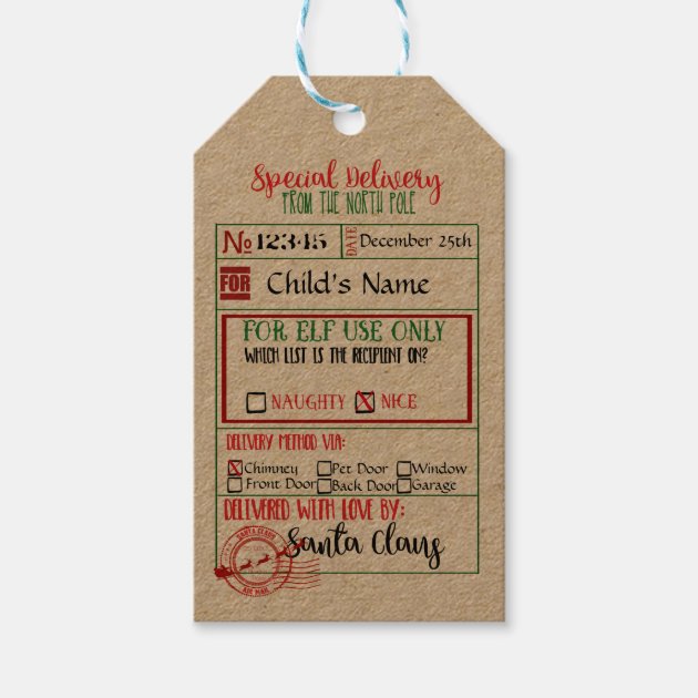 Special Delivery - Gift Tags From Santa - North